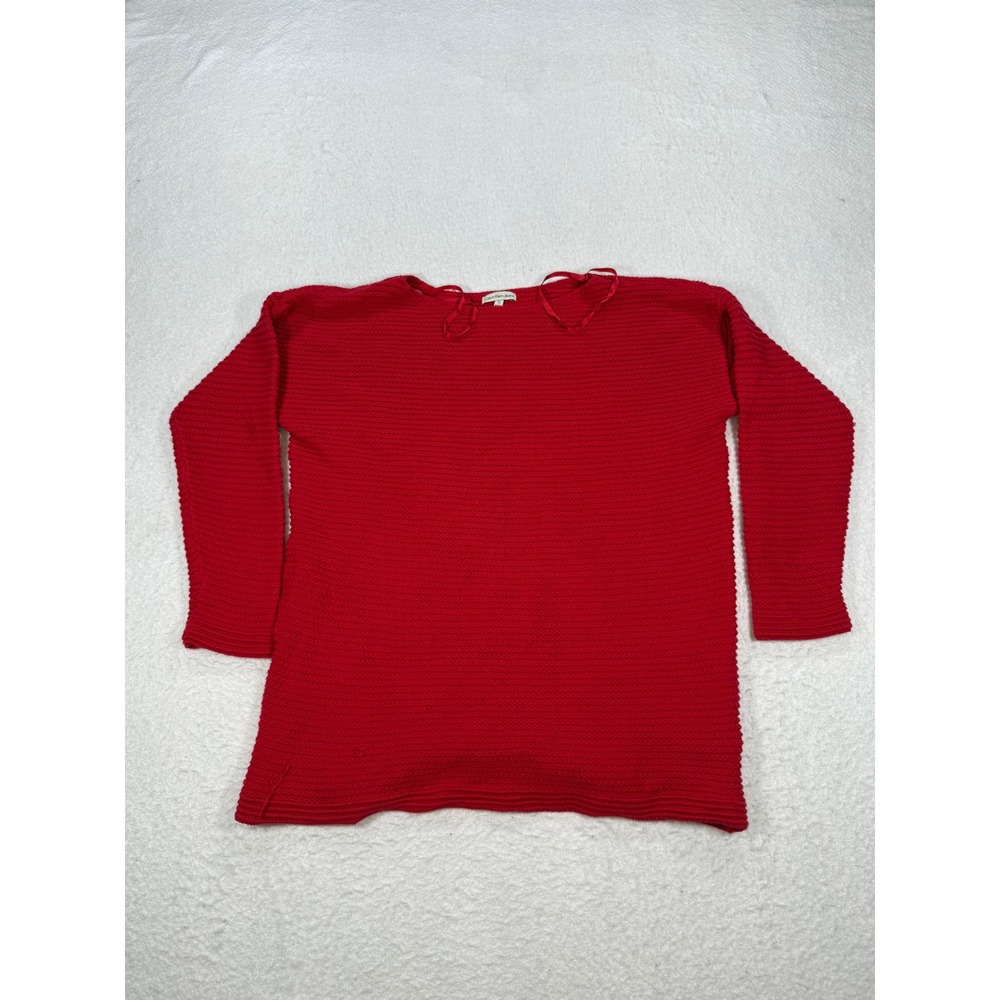 Calvin Klein Jeans Red Ribbed Knit Boat Neck Sweater XL Womens Long Sleeve